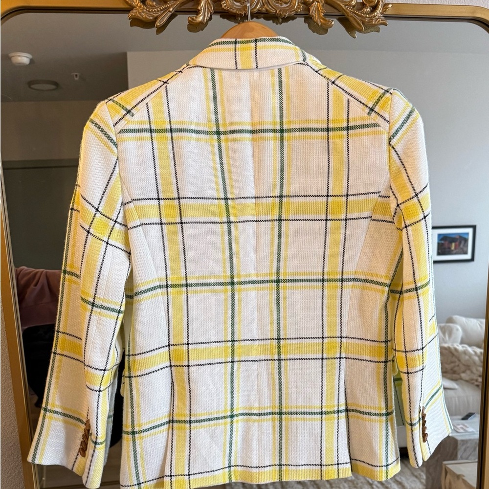 Veronica Beard VB Schoolboy Yellow + Green Plaid  Dickey Jacket Blazer 6 - Picture 3 of 11